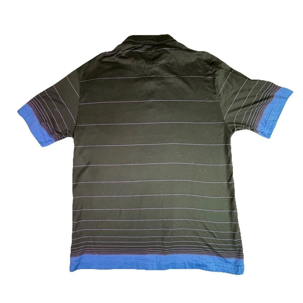 Nike Tiger Woods Collection Golf Polo Shirt Mens Large Black Striped Dri-FIT